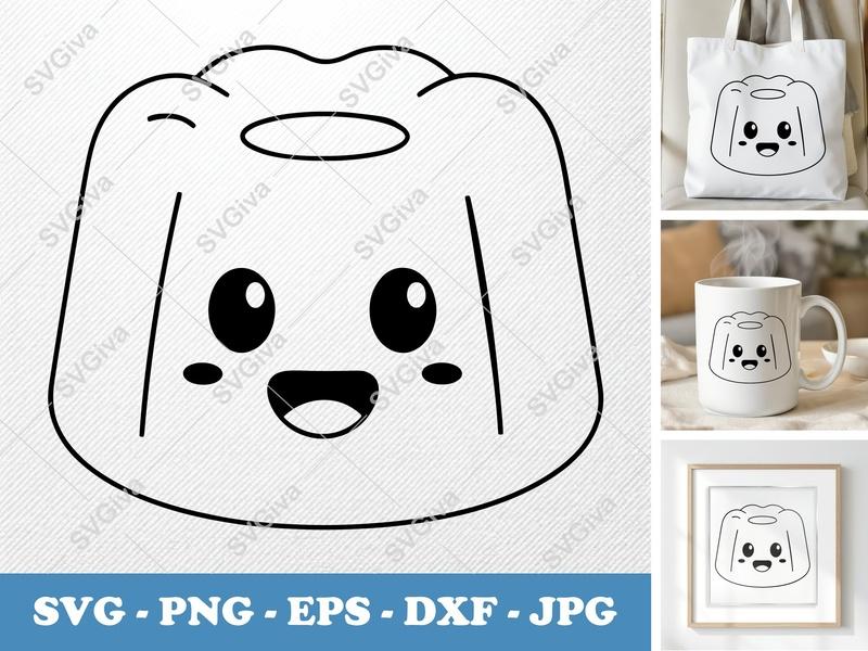 Angel Food Cake SVG, Kawaii Dessert Outline, Cute Food Clip Art | PNG EPS DXF | Cricut Silhouette Cut File