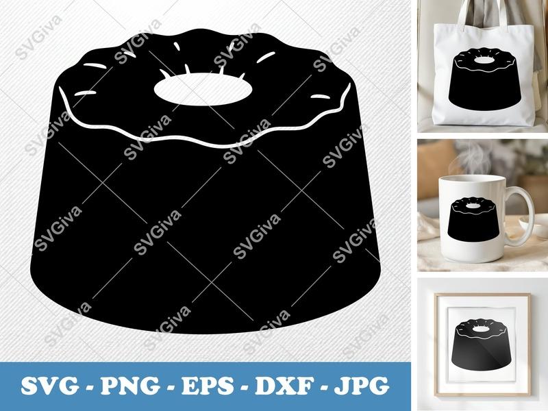 Angel Food Cake SVG | Modern Cake Ring, Dessert, Food Outline | PNG EPS DXF | Cricut & Silhouette Cut File