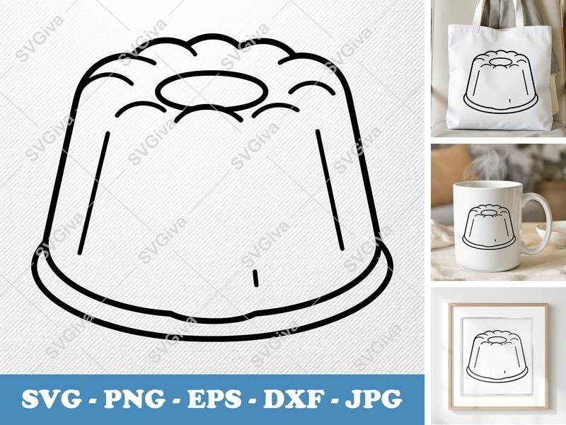 Angel Food Cake SVG | Modern Clean Cake Design, PNG EPS DXF | Cricut Silhouette Cut File, Baking Dessert Vector