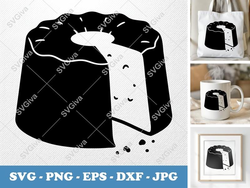 Angel Food Cake SVG | Modern Clean Design | Slice Cutout, Crumbles | PNG EPS DXF for Cricut, Silhouette