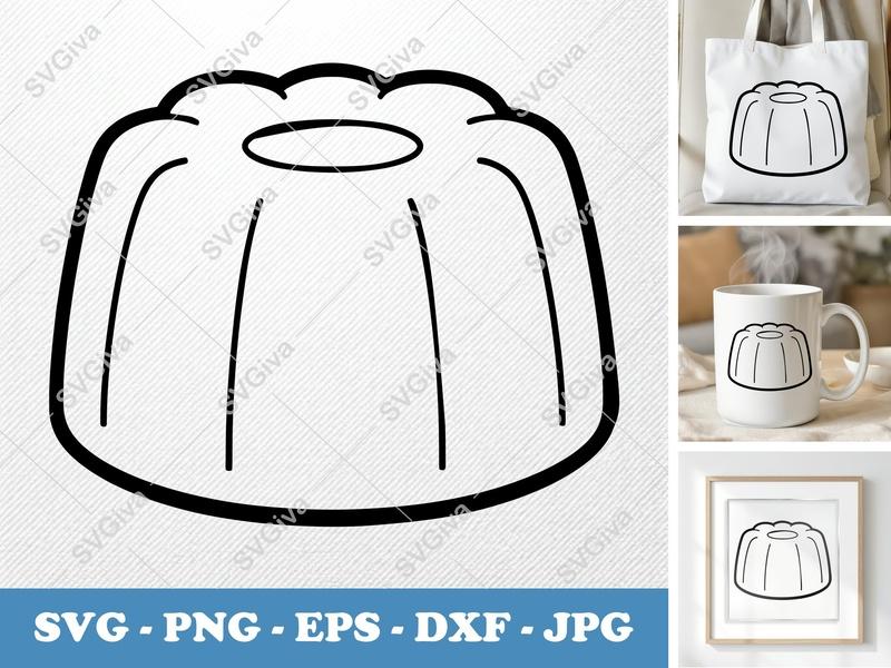 Angel Food Cake SVG | Modern Outline Design | PNG EPS DXF Files for Cricut & Silhouette | Sweet Dessert Clipart