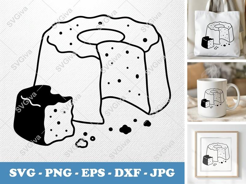 Angel Food Cake SVG | Modern Slice Dessert Clip Art | PNG EPS DXF | Cricut Silhouette Baking Sweet Food Design