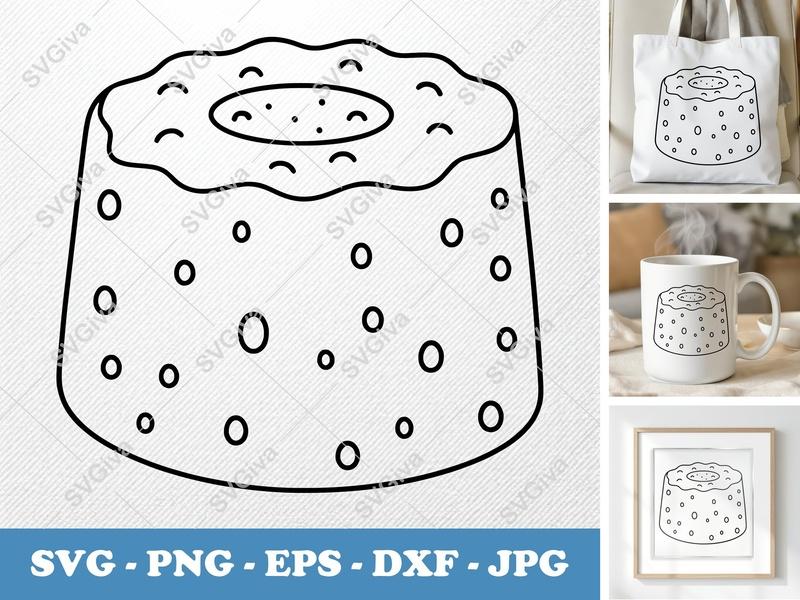 Angel Food Cake SVG | Puffy Soft Forms | PNG DXF EPS | Cricut Silhouette Baking