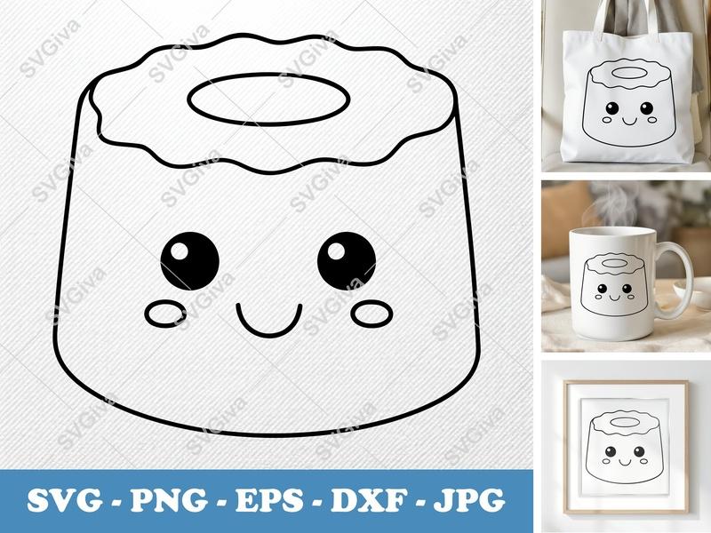 Angel Food Cake with Smiling Face SVG | Puffy, Inflated Shapes | PNG DXF EPS | Cricut Silhouette Cut File