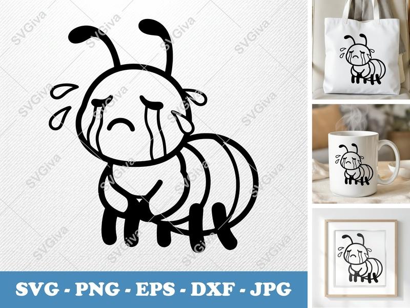 Ant Crying SVG | Puffy Soft Forms | PNG DXF EPS | Cricut Silhouette File