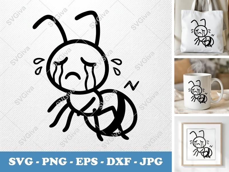Ant Crying SVG | Sad Ant Cut File PNG DXF EPS Cricut Silhouette