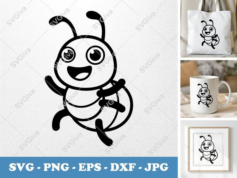 Ant Smiling Happily SVG | Puffy Soft Forms Cut File | PNG DXF EPS | Cricut Silhouette