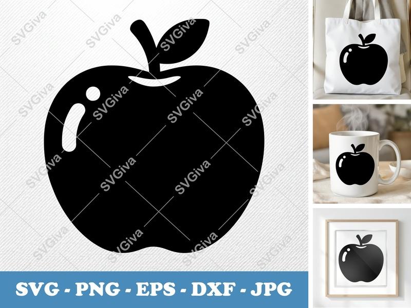 Apple SVG | Modern Clean Design, Fruit Clipart | PNG EPS DXF for Cricut, Silhouette, Teacher Gift