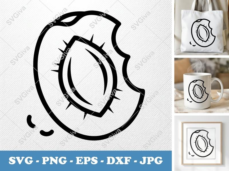 Apricot Partially Eaten SVG | Bold Minimalist Design | PNG DXF EPS | Cricut Silhouette File