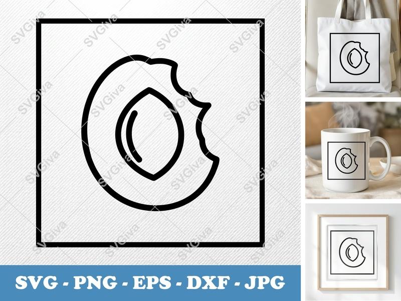 Apricot Partially Eaten SVG | Double-Outline Minimalist Design | Thick Outer Contour | PNG DXF EPS | Cricut Silhouette