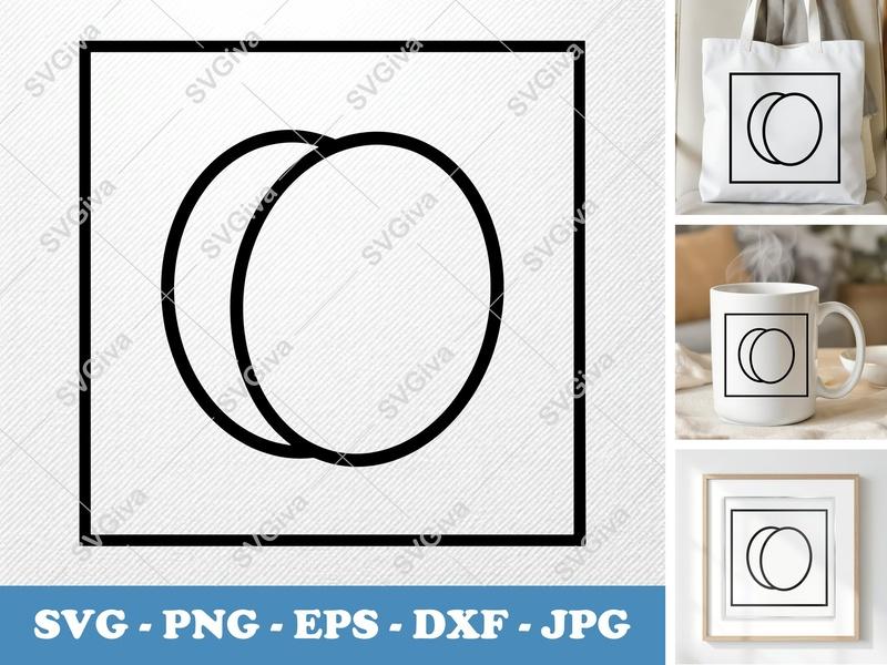 Apricot SVG, Minimalist Double-Outline Design, Thick Outer Thin Inner Lines | PNG DXF EPS | Cricut Silhouette Cut File