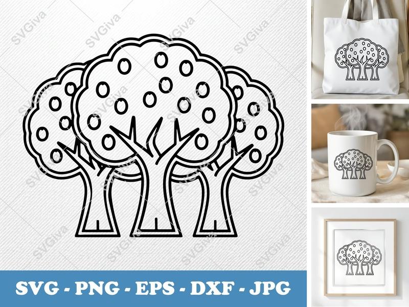 Apricot Tree SVG | Modern Clean Design | Fruit Tree Cut File | PNG EPS DXF for Cricut & Silhouette