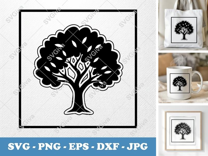 Apricot Tree SVG | Modern Clean Design | Fruit Tree Cut File | PNG EPS DXF for Cricut Silhouette