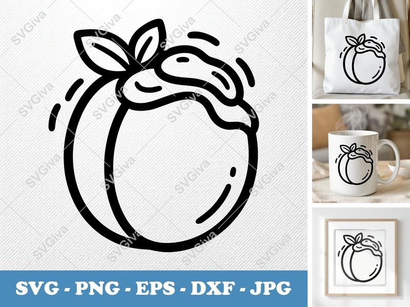 Apricot with garnish SVG | Puffy Pillow Soft Shapes | PNG DXF EPS | Cricut Silhouette Cut File