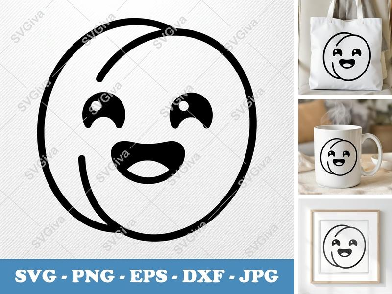 Apricot with smiling face SVG PNG DXF EPS | Fruit Cut File for Cricut Silhouette