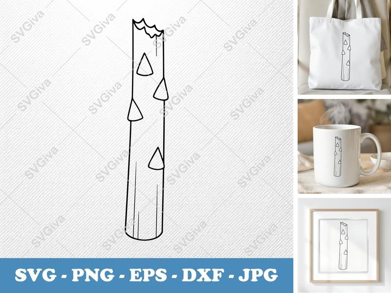 Asparagus Partially Eaten SVG | Bold Minimalist Vector | PNG DXF EPS | Cricut Silhouette File