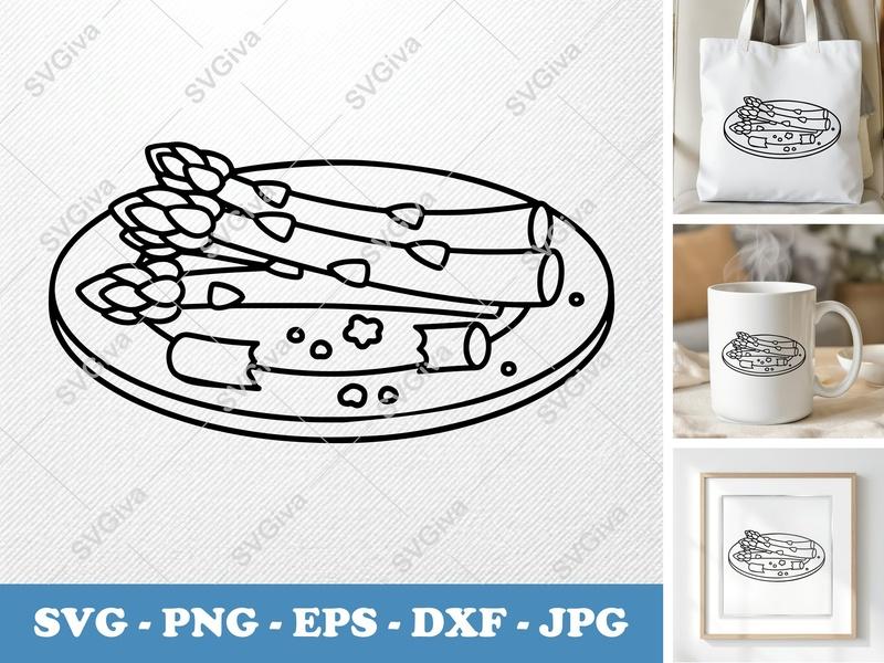 Asparagus Partially Eaten SVG | Friendly Rounded Bean-Shaped Design | PNG DXF EPS | Cricut Silhouette