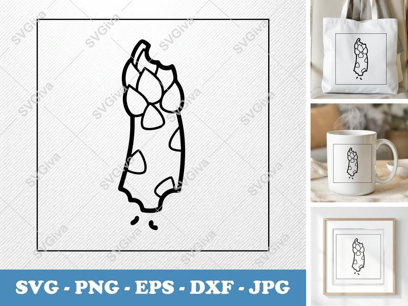 Asparagus Partially Eaten SVG | Puffy Soft Shapes PNG DXF EPS | Cricut Silhouette File