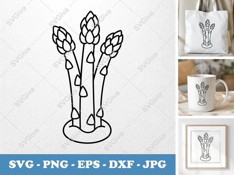 Asparagus SVG | Friendly Rounded Body Bean Shape | PNG DXF EPS | Cricut Silhouette