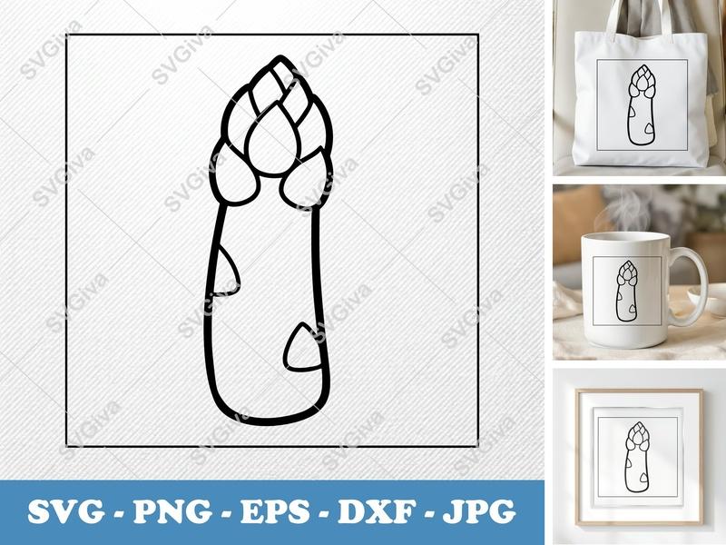 Asparagus SVG | Puffy Soft Forms | PNG DXF EPS | Cricut Silhouette Cut File