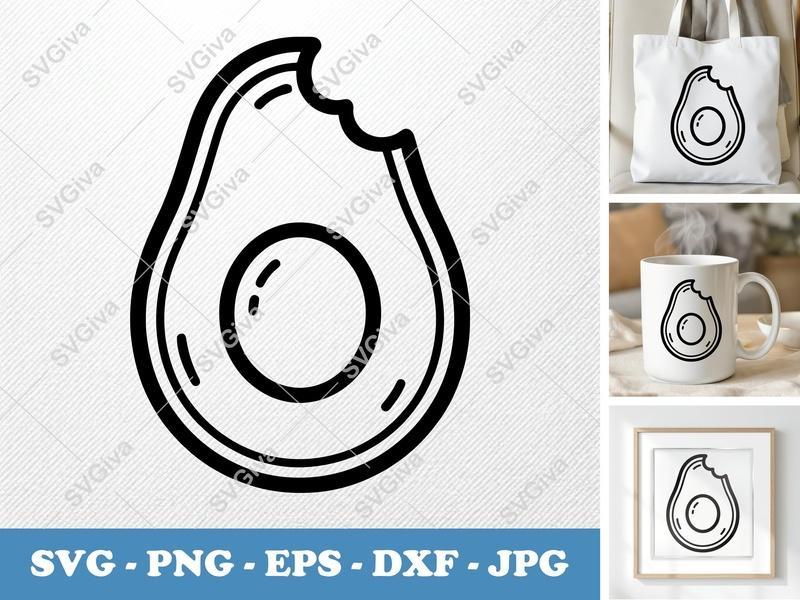 Avocado Partially Eaten SVG PNG DXF EPS | Cricut Silhouette Cut File