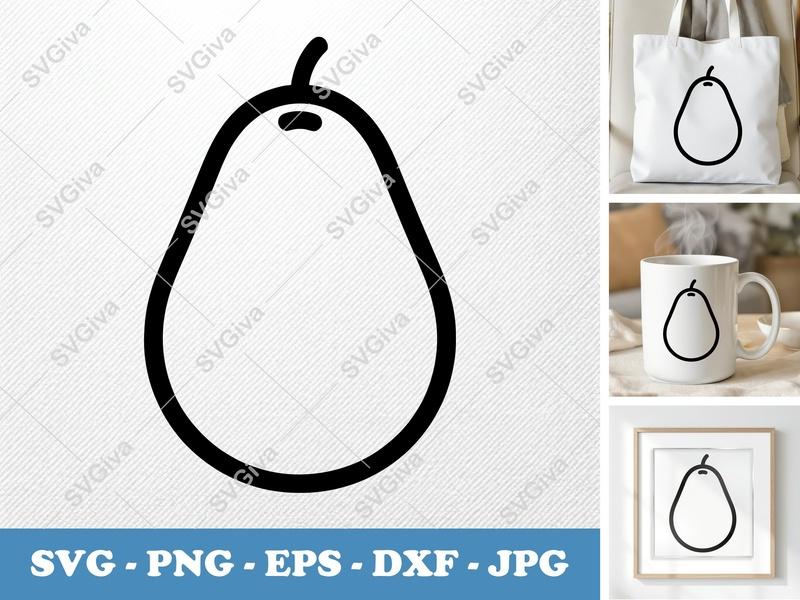 Avocado SVG Modern Outline, Simple Fruit PNG EPS DXF | Cricut & Silhouette Cut File, Food Clipart Vector