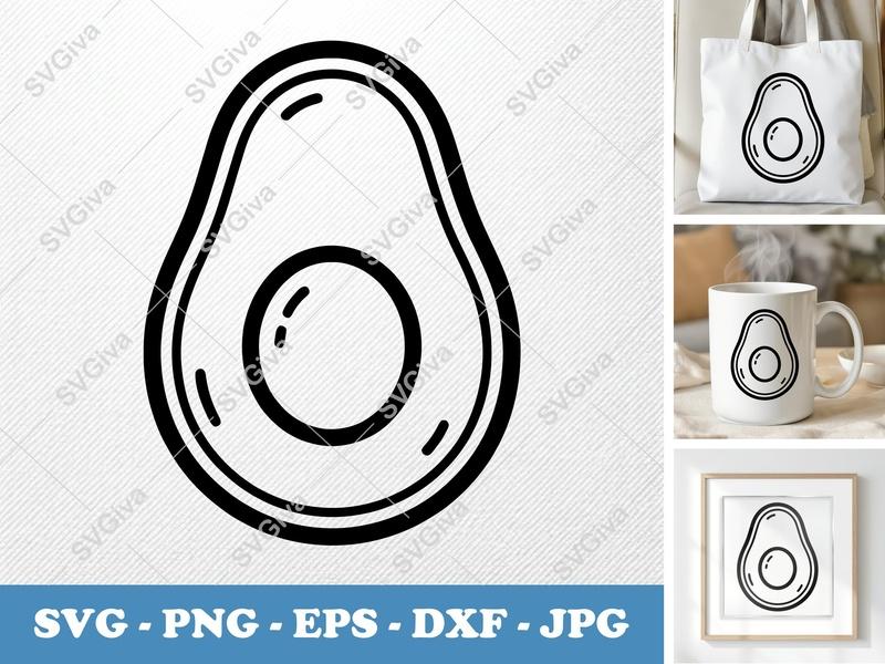 Avocado SVG PNG DXF EPS Cut File | Cricut Silhouette Design | Fruit Food Vector Art