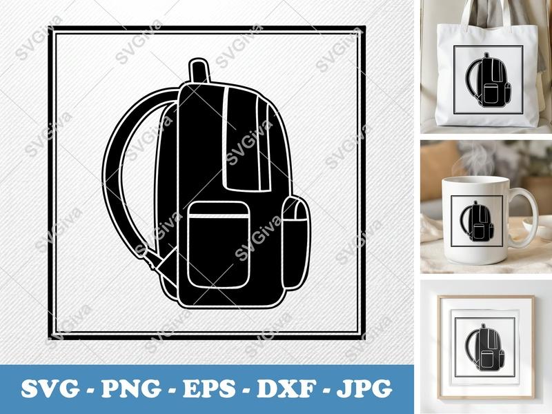 Backpack SVG | Modern Clean Design, School Bag, Travel | PNG EPS DXF for Cricut, Silhouette