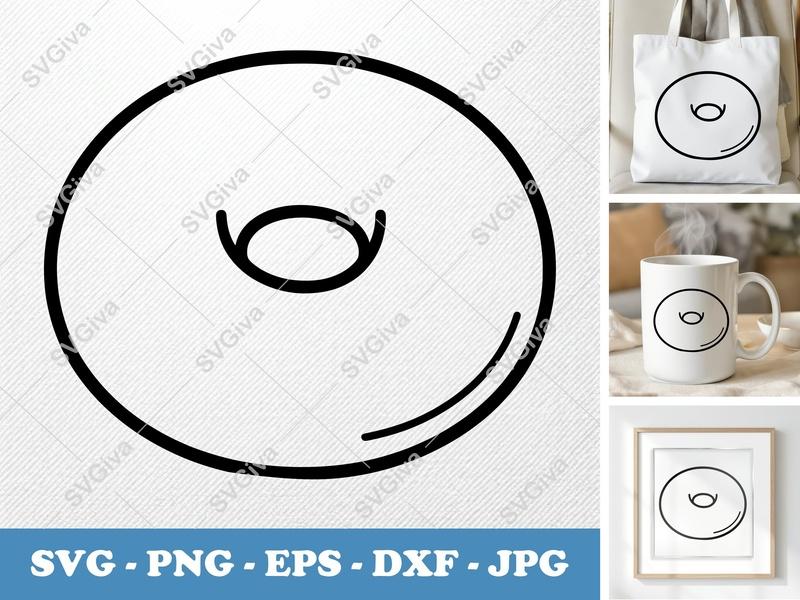 Bagel SVG, Modern Clean Outline Clip Art, Food Cut File PNG EPS DXF for Cricut & Silhouette, Breakfast Vector