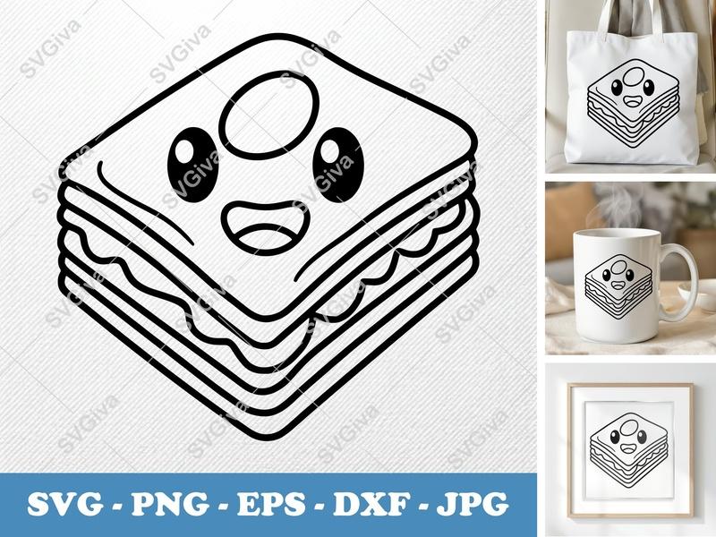 Baklava Kawaii SVG, Cute Dessert PNG, EPS, DXF | Cricut & Silhouette Cut File | Sweet Treat Design