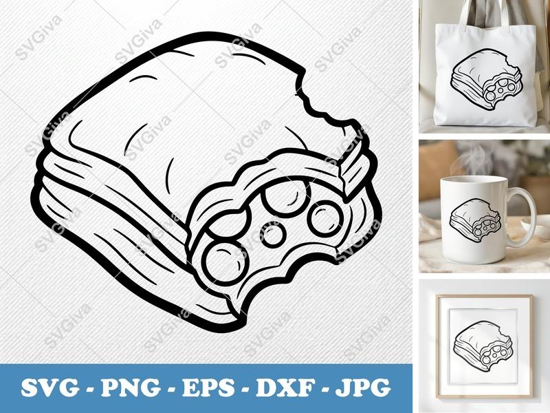 Baklava Partially Eaten SVG | Puffy Soft Shapes PNG DXF EPS | Cricut Silhouette File | Dessert Food Vector