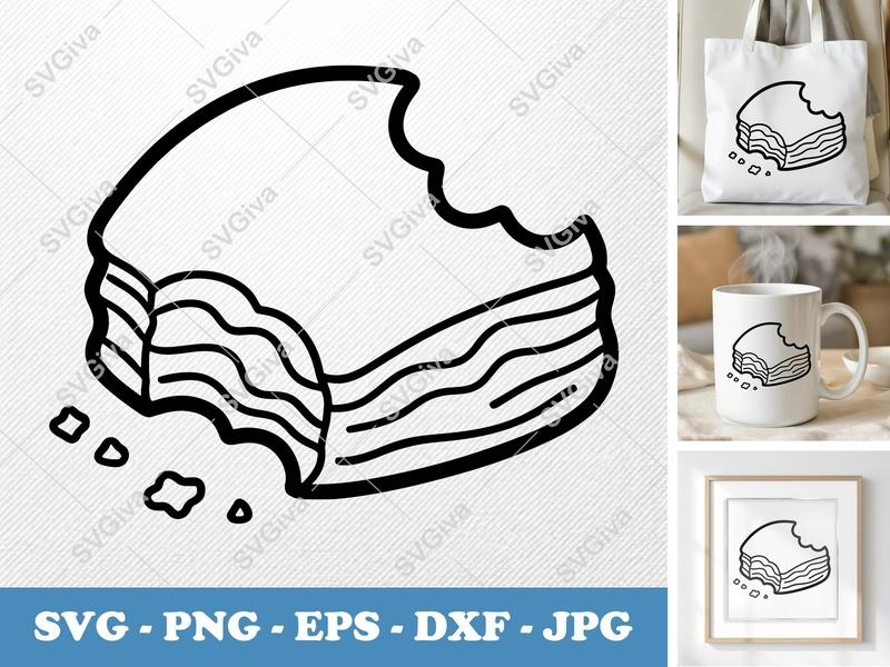 Baklava SVG, Bitten Pastry Cut File, Modern Sweet Dessert PNG EPS DXF for Cricut & Silhouette, Food Clip Art