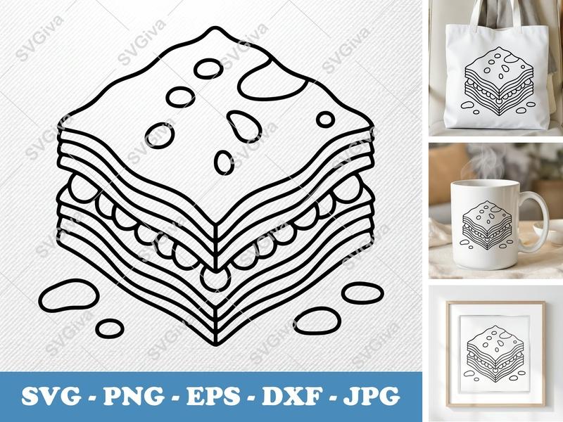 Baklava SVG | Friendly Bean-Shaped Cut File | PNG DXF EPS | Cricut Silhouette Dessert