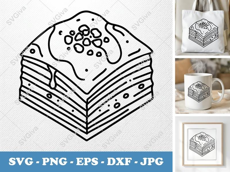 Baklava SVG, Modern Clean Baklava Cut File, Dessert Outline, Sweet Treat PNG EPS DXF for Cricut Silhouette