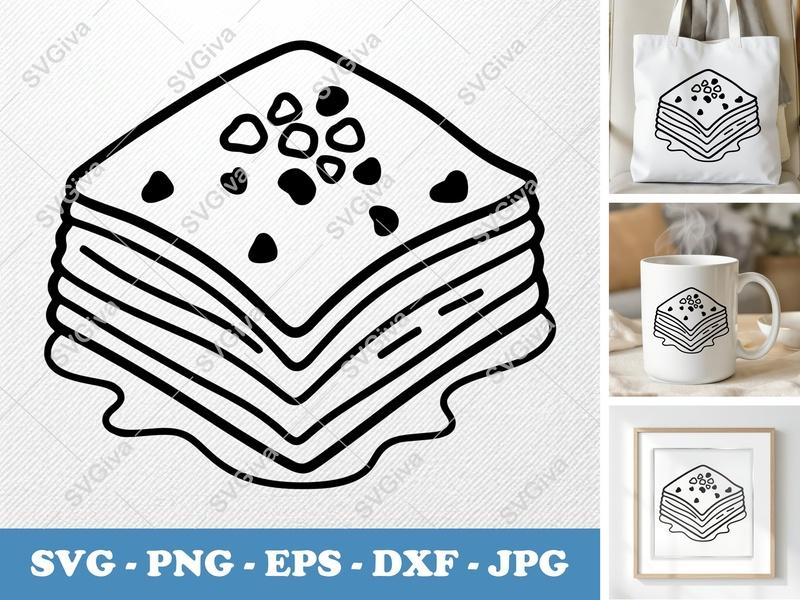 Baklava SVG, Modern Dessert Sweet Treat Cut File, PNG EPS DXF, Cricut Silhouette Design, Food Clip Art