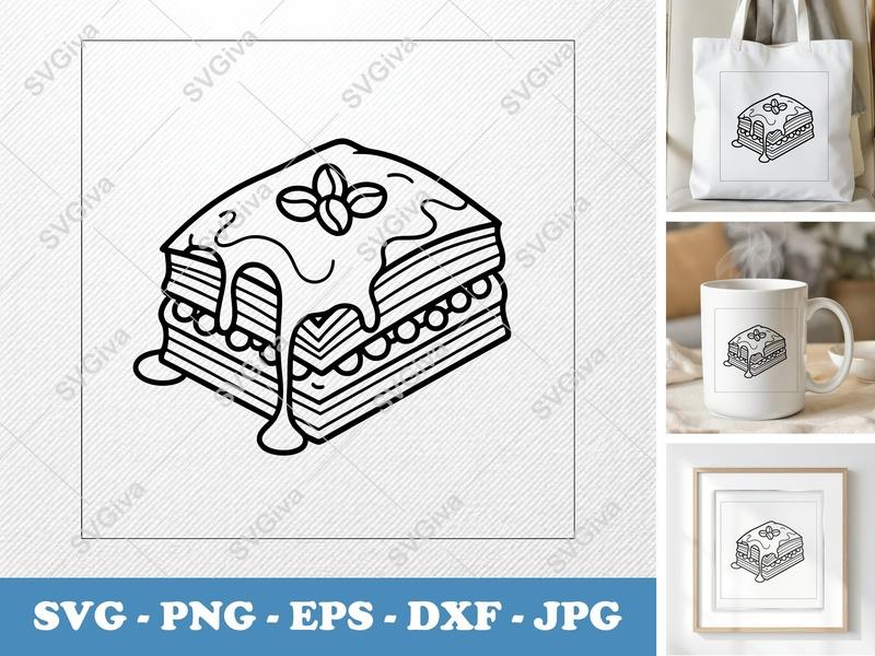 Baklava SVG, Sweet Dessert Cut File, Modern Pastry PNG EPS DXF for Cricut & Silhouette, Foodie Design