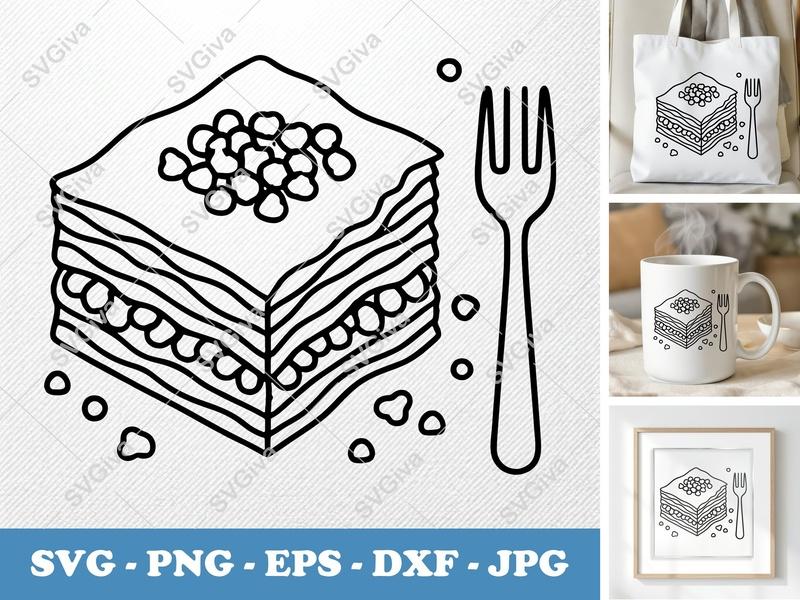 Baklava SVG | Whimsical Bean-Shaped Cut File | Partially Eaten Dessert | PNG DXF EPS | Cricut Silhouette Kitchen Decor