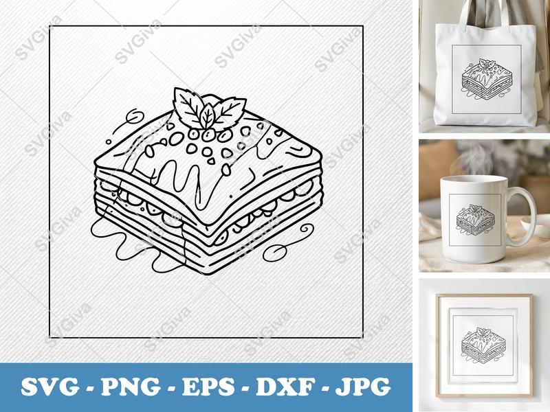 Baklava with Garnish SVG PNG DXF EPS | Food Dessert Cut File for Cricut Silhouette