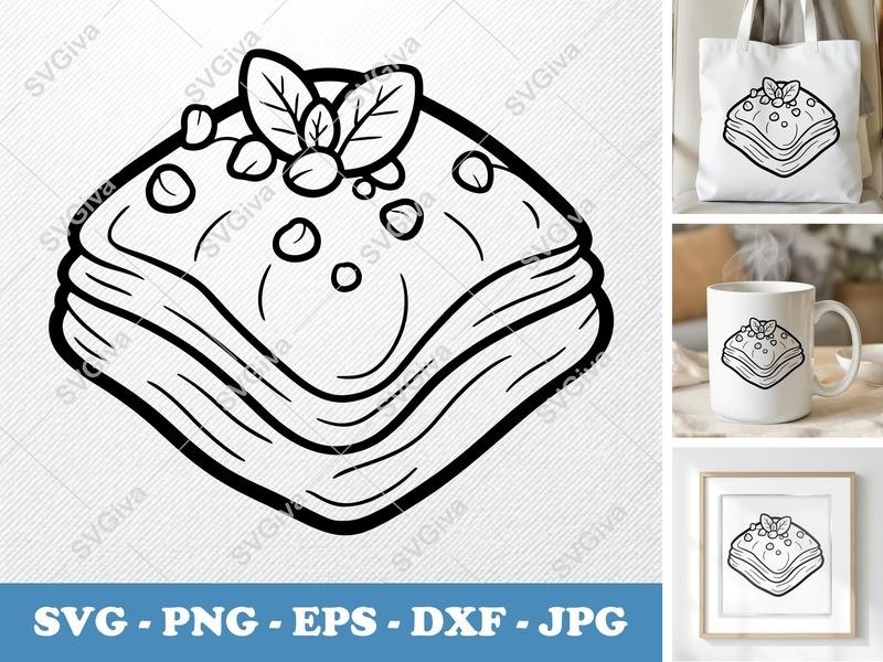 Baklava with Garnish SVG | Puffy Soft Shapes | PNG, DXF, EPS | Cricut & Silhouette Cut File