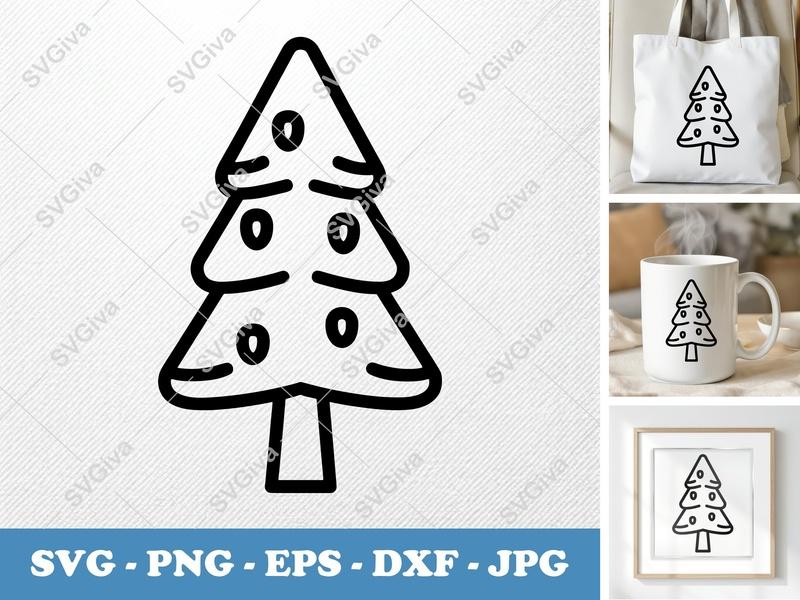Balsam Fir SVG | Modern Tree Outline | Christmas Pine Cut File | PNG EPS DXF for Cricut Silhouette