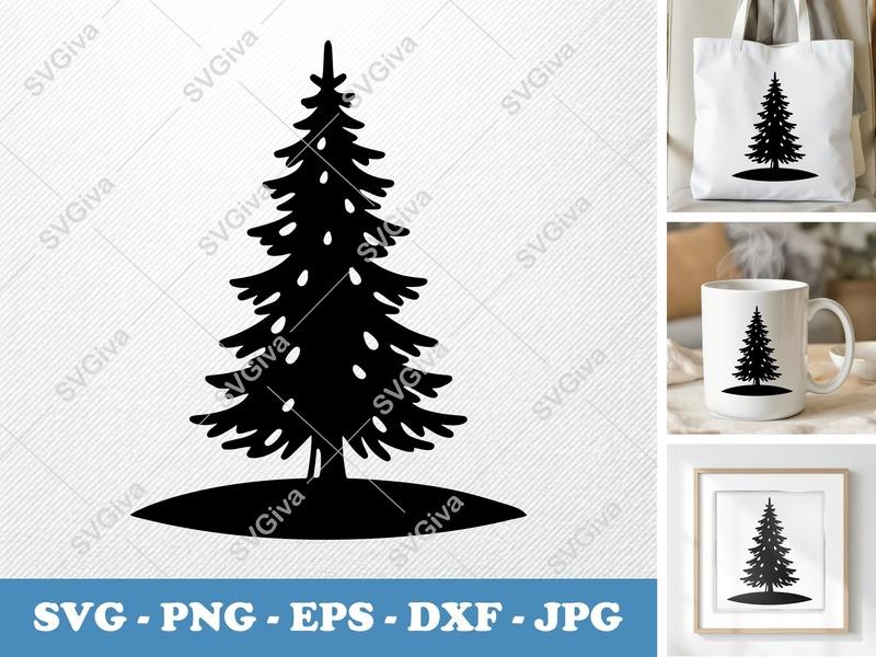 Balsam Fir SVG | Modern Tree Silhouette, Evergreen Pine Cut File for Cricut, Silhouette | PNG, EPS, DXF Forest Graphic