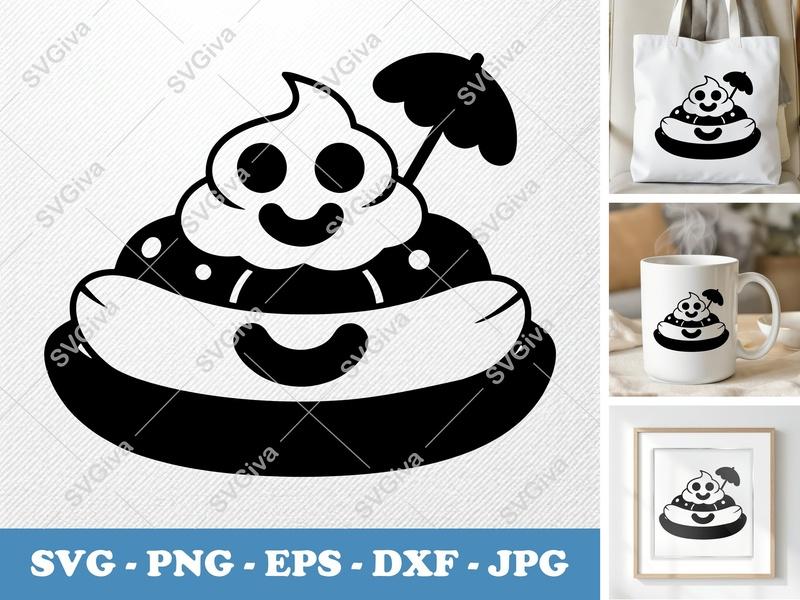 Banana Split with Smiling Face SVG | Puffy Soft Shapes PNG DXF EPS | Cricut Silhouette File