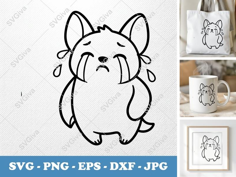 Bat Crying SVG | Puffy Cartoon DXF, PNG, EPS | Cricut Silhouette File