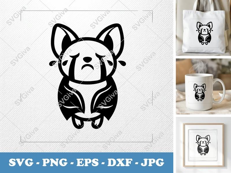 Bat Crying SVG | Puffy Soft Shapes | Inflated Pillow Art | PNG DXF EPS | Cricut Silhouette File