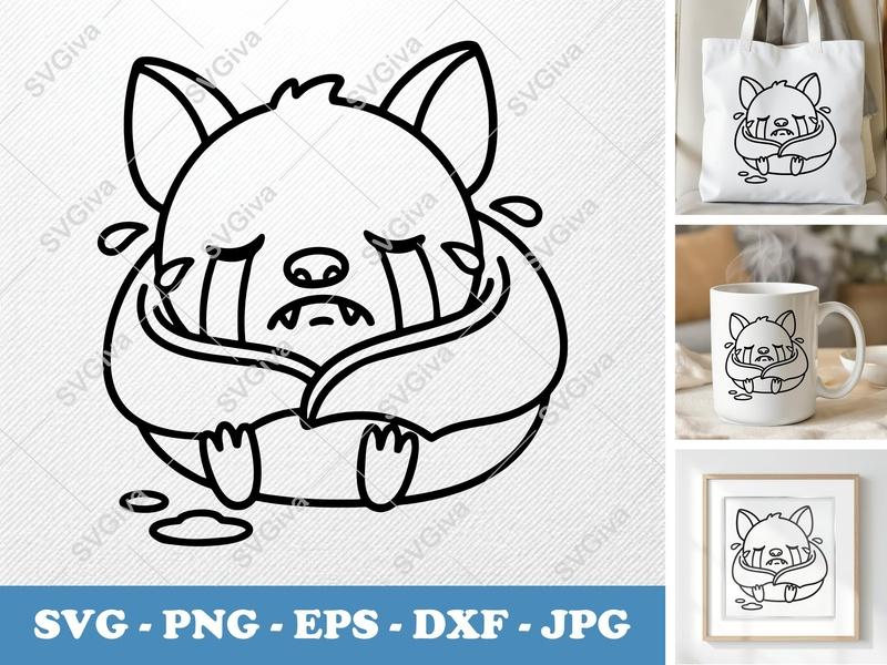 Bat Crying SVG | Rounded Friendly Bean-Shaped Cut File | PNG DXF EPS | Cricut Silhouette Ready