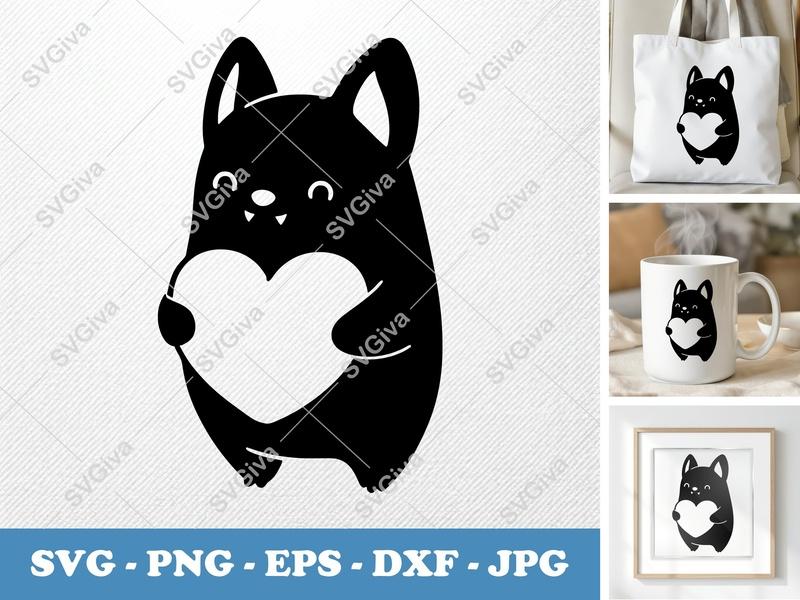 Bat SVG Cute Heart Vampire, Halloween Clipart, Love Bat PNG EPS DXF for Cricut, Silhouette, Vector Cut File