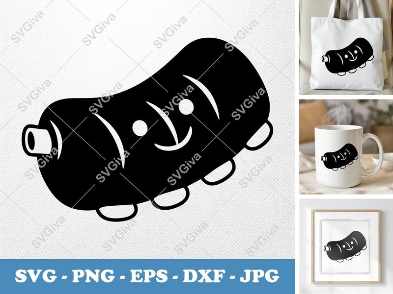 Bbq Ribs SVG | Cute Cartoon Ribs with Face | PNG EPS DXF for Cricut & Silhouette | Funny Food Cut File Vector