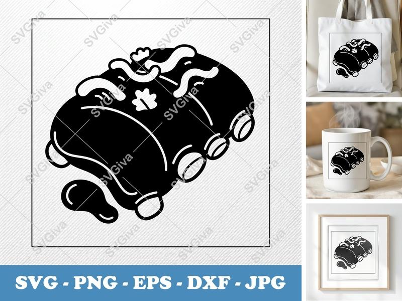 Bbq Ribs SVG | Modern Barbecue Meat Design | PNG EPS DXF for Cricut & Silhouette | Grill Food Cut File