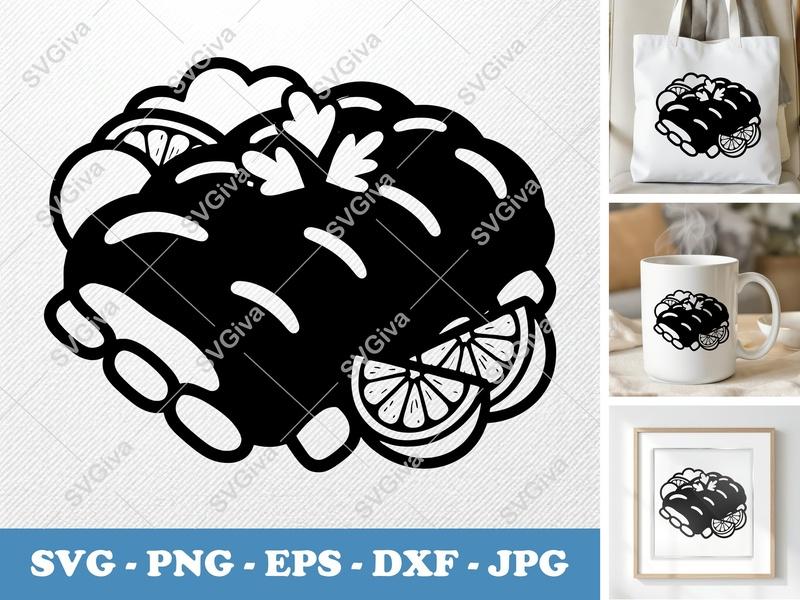 Bbq Ribs SVG, Modern Clean Design with Garnish, PNG EPS DXF | Cricut Silhouette File, Barbecue Grill Master Clipart