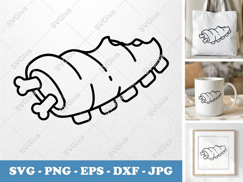 Bbq Ribs SVG, Modern Clean Line Art Rib Rack, Grill Master Design, PNG EPS DXF for Cricut & Silhouette, Smoker Meat Clipart